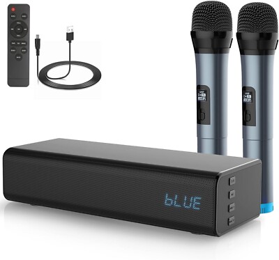 Pyle Wireless Soundbar with 2 Wireless Microphone and Remote Control, 10 inches