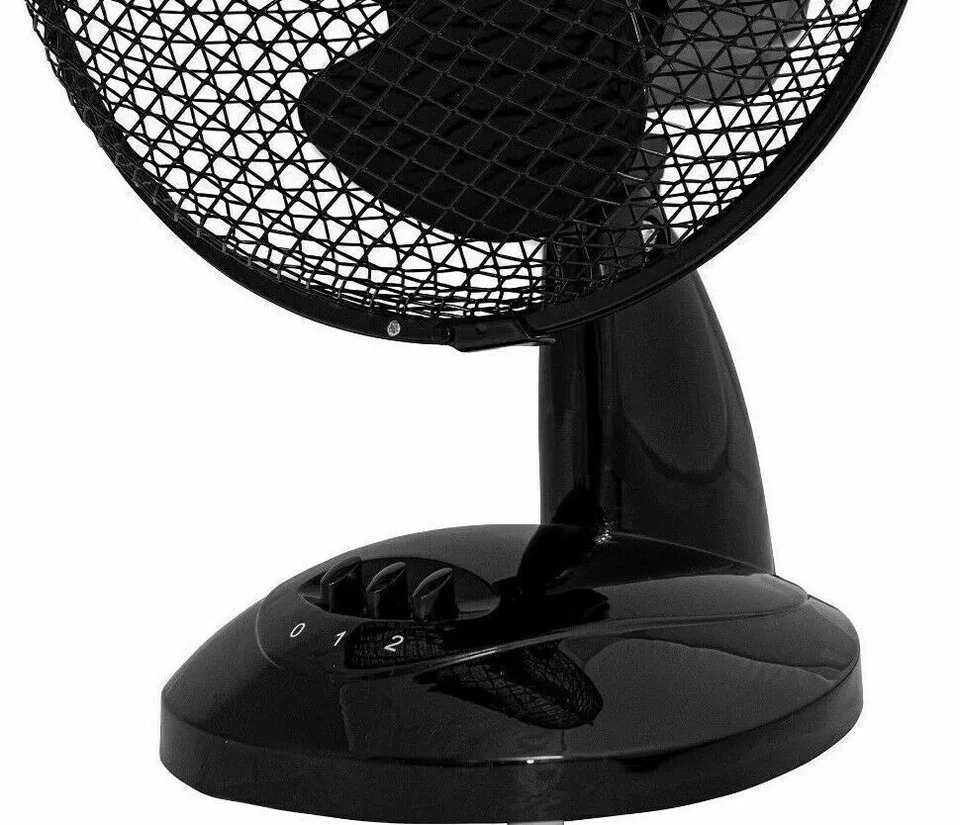 Black 9" Inch Small Oscillating 2 Speed Air Cooling Desk Work Top Fan - BLACK - Image 3 of 4