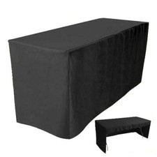 4' FITTED TABLECLOTH TABLE COVER TRADE SHOW EVENT OPEN BACK SIDE 3 SIDED BLACK