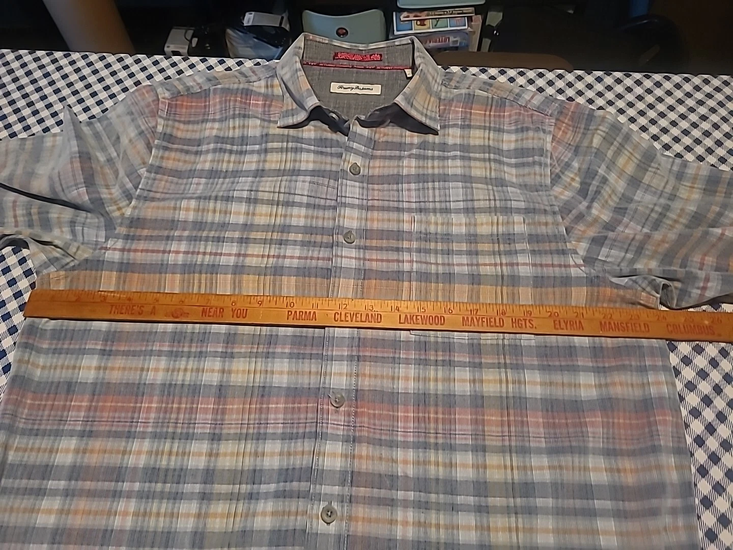 Tommy Bahama Relax Gray Button Up 100% Linen Long Sleeve Shirt Size Large