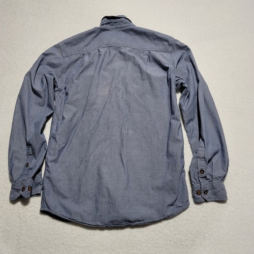 Camicia uomo Carhartt piccola blu chiaro denim manica lunga bottoni usata - Foto 4 di 4