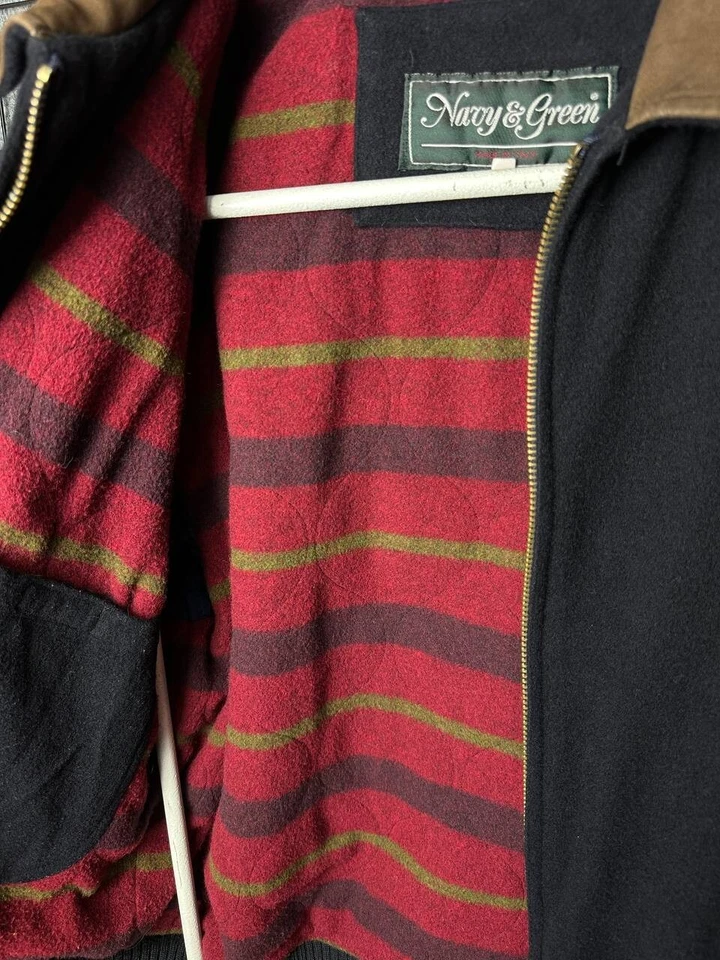 Vintage Navy&Green Wool Jacket 90s Size Medium - Image 4 of 4