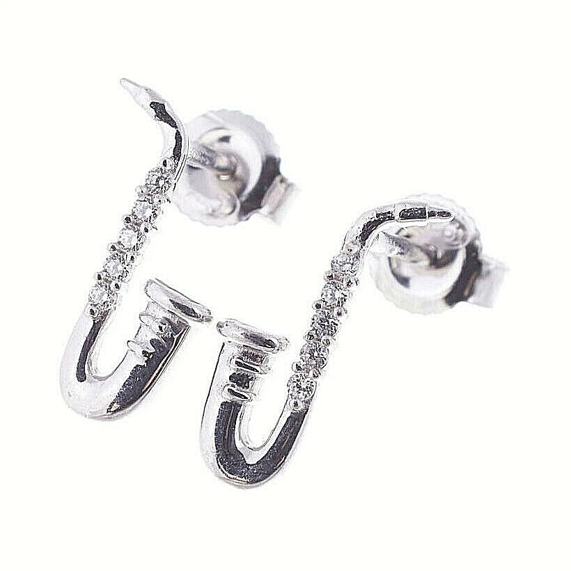 GOLDENA24 Pendientes de plata 925 saxofón 1 par de joyas musicales Rockys
