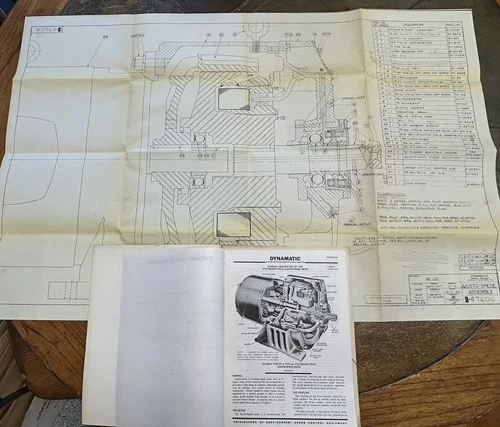 Vintage 1960s Eaton Dynamatic Ajusto Spede Manual Booklet + Blueprint Schematic
