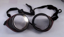 EARLY Vintage HARD RUBBER METAL MESH SIDE SHIELD ELASTIC GOGGLES SAFETY GLASSES