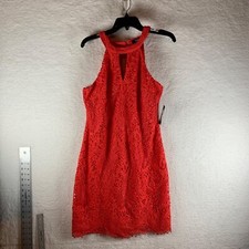 GUESS Women's Red Lace Halter Mini Sheath Dress Size 10 New with Defects 8283