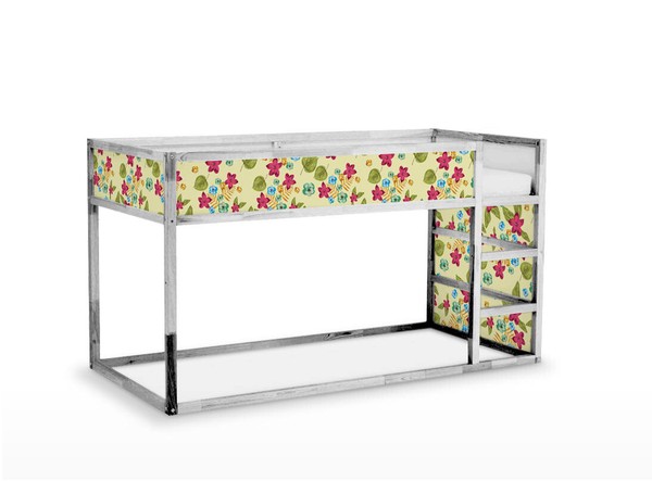IKEA KURA BED removable Decal self-adhesive sticker furniture colorful flowers