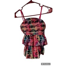 Wonder Nation girls two piece bright Pink and multi color tankini