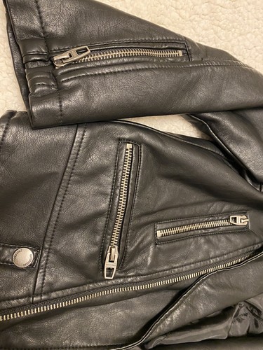 ZARA Fox Learher Biker Jacket Boys Kids Size 6 - Picture 4 of 8