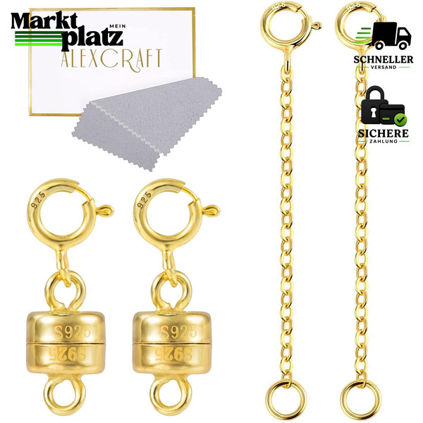 KettenverläNgerung Set Gold Magnetverschluss FüR Halskette Armband Schmuck-image