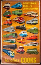 Plakat THOMAS COOK AGENCY Hier Bei Cooks Lokomotive Zug Eisenbahnen 64x101 50er