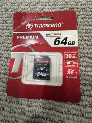 Transcend 64GB SDXC UHS-I Class 10 Memory Card 200x 30MB/s TS64GSDXC10 New