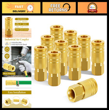 10 Pack 1/4" Air Hose Fittings, Brass NPT Female Couplers, Quick Connect for Com