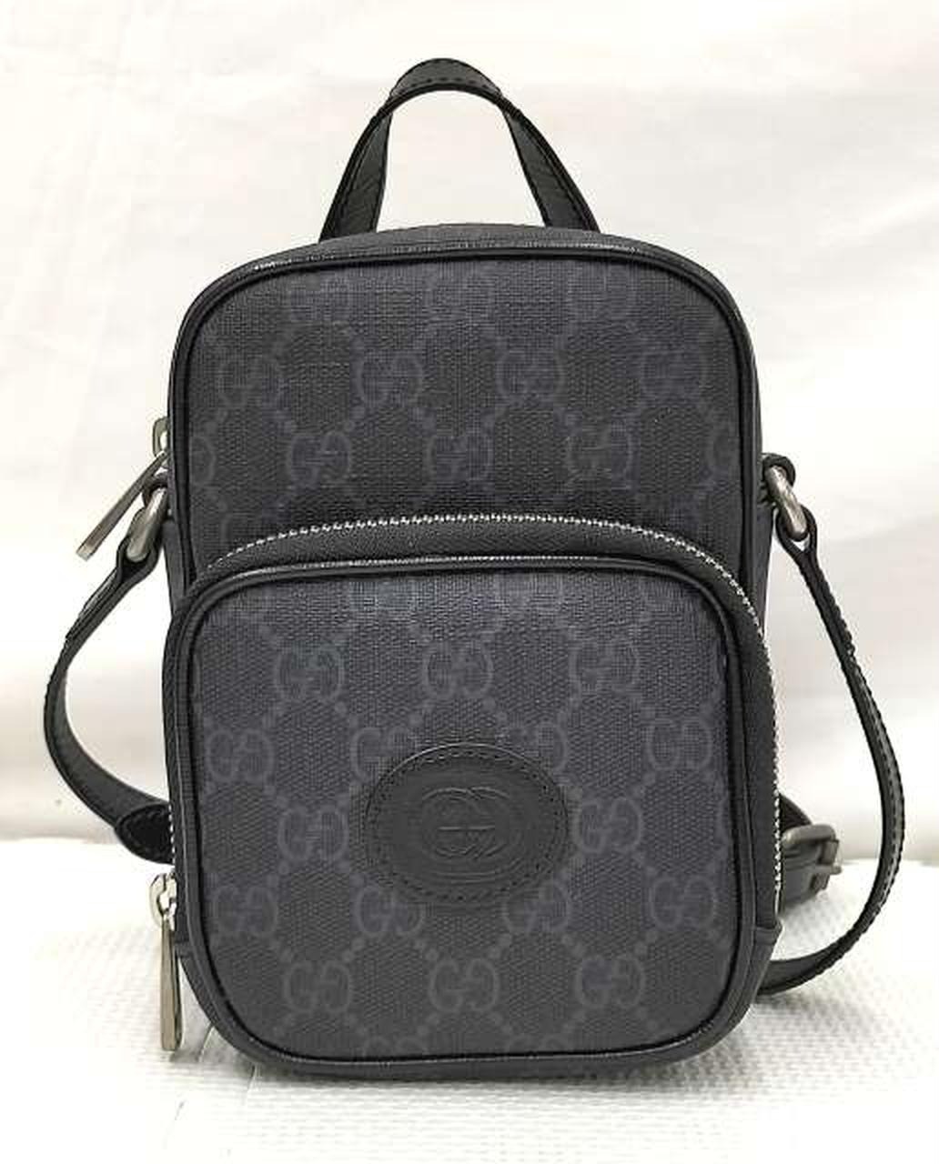 GUCCI GG Supreme Crossbody Bag in Black with Leather Trim and Original Box  
