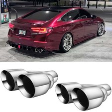 2.5" In Dual 3.5" Out Quad Exhaust Tips Double Wall For Honda Accord Sport 2.0T