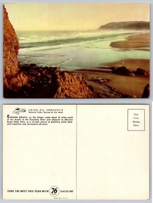 Vintage Cannon Beach Oregon Ecola State Park Pacific Coast Union 76 Postcard