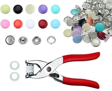 200 Sets Snap Fasteners Kit 10mm Pearl Like 10 Colors Metal Buttons Pliers