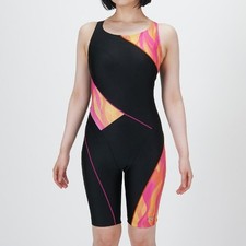 Mizuno Women  s Swim Fitness All-in-One Swimsuit Back Strap Color Cocktail BK/CS