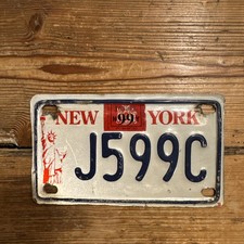 1999 New York Motorcycle License Plate 🗽 Vintage NY Liberty Tab # J 599 C