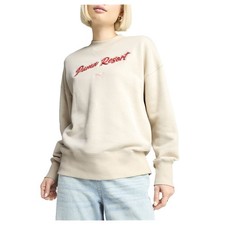 PUMA Premium Essentials Oversized Graphic Crew Neck Sweatshirt Womens White 630