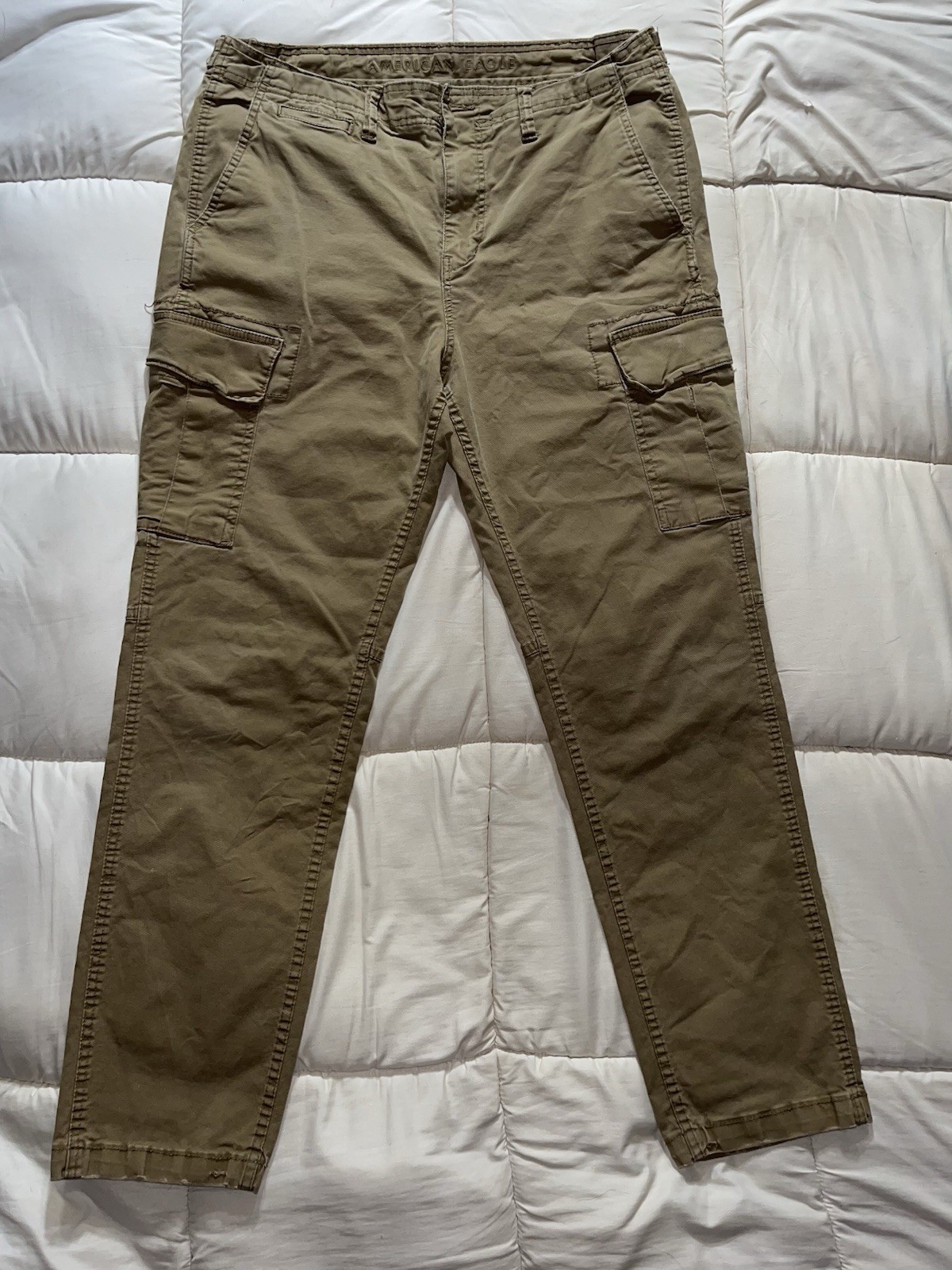 American Eagle Mens Cargo Flex Pants Khaki Brown Casual Active Work Utility Wear