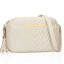 10” Large Size Quilted Crossbody Bag for Women Vegan Leather Handbags Stylish...