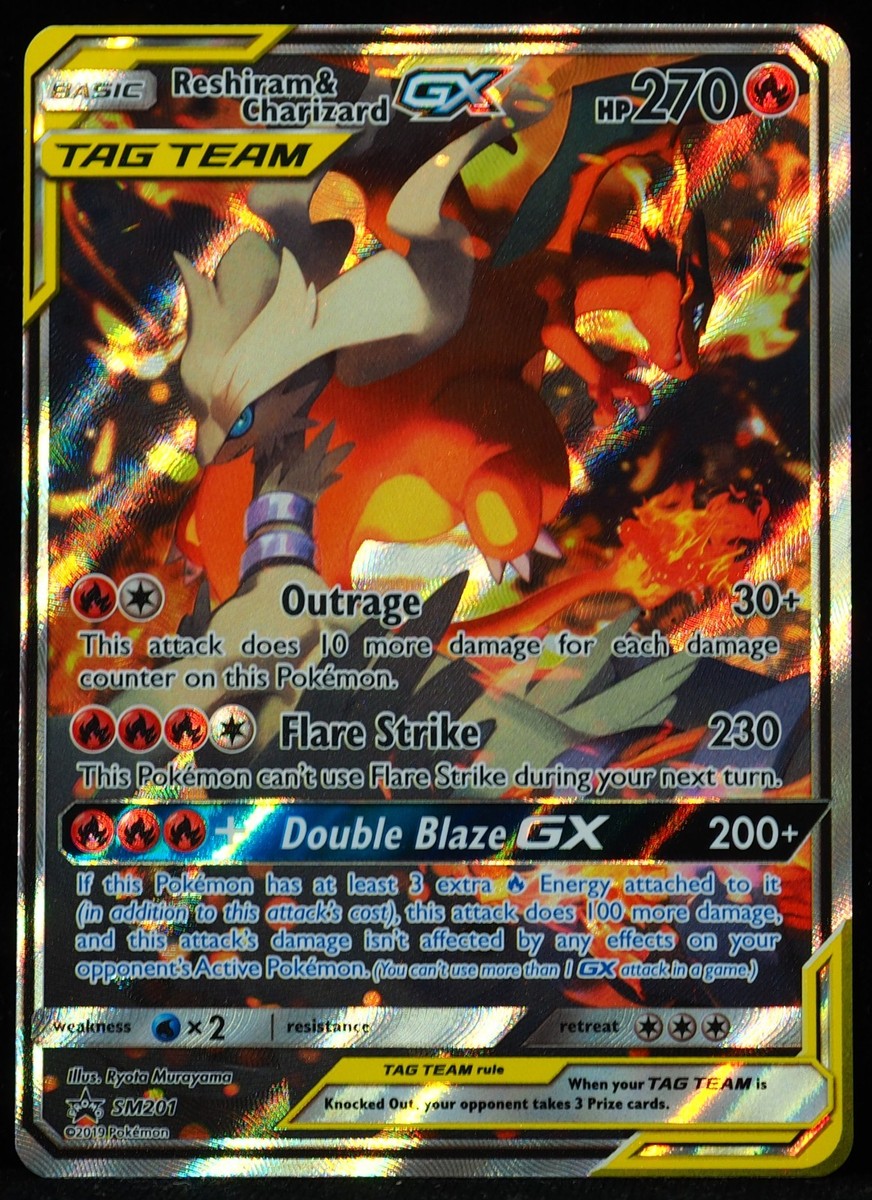 ポケモンカードゲーム Reshiram & Charizard.GX TAG TEAM Gem Min Reshiram & Charizard GX Tag Team #SM201 NM-M Off Center Pokemon