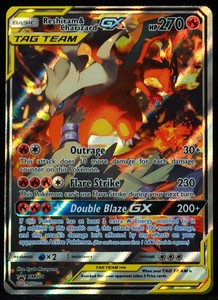 Reshiram & Charizard GX Tag Team #SM201 NM-M Off Center Pokemon Card