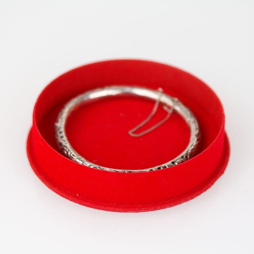 Antique Chinese Export Fine Silver Etched Dragon Hinged Bangle Bracelet - Picture 5 of 7