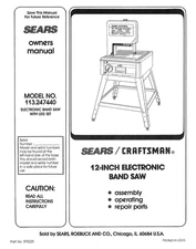 Sears Craftsman 113.247440 12" Band Saw  Instruction Manual & Parts List