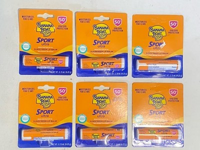 6 Pack - Banana Boat Sport Performance Sunscreen Lip Balm SPF 50 .15oz Each