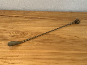 Vintage Brass Shoe Horn Back Scratcher Hand