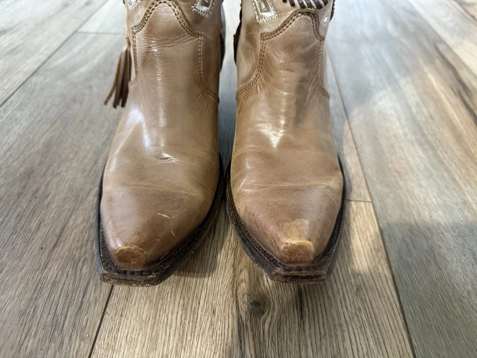 Botas vaqueras Corral vintage para mujer de cuero tooled, tostadas, estilo occidental, talla 7 Foto 4 de 4