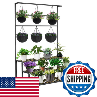 Yeshine Large Plant Stand Indoor Outdoor 3 Tier Heavy Duty Hanging Plant Stand