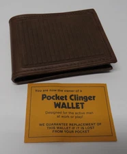 Vintage 1980s Vitronic Pocket Clinger Men’s Wallet bifold Building Advertising