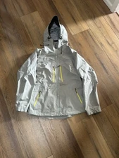 TREW Gear Ski Jacket Grey Neon Color Coat Large L Unisex Winter Sports Jacket