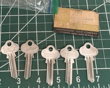 5 1004 Lockwood Key Blanks Ilco Brass Locksmith Uncut Handyman Retro Lock