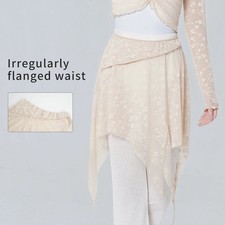 Adult Ballet Skirt Wrap Tulle Practice Irregular Dance Skirt with Lace Trim