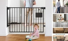 29.7-46.5" No Bottom Bar Baby/Dog Gate 29.7-46.5"W x 28"H Boundless - Black