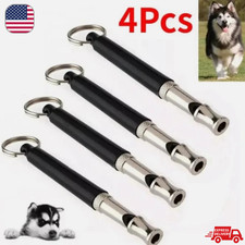 4x Dog Training WHISTLE UltraSonic Obedience Stop Barking Pet Sound Pitch Black
