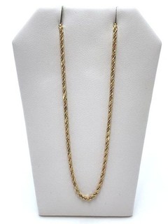 16" 14K Yellow Gold Italian Rope Chain Link Necklace 4.81 Grams