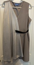 Simply Vera Vera Wang 2 Tone Silver Taupe XL Flyaway Asymmetrical Hem Dress