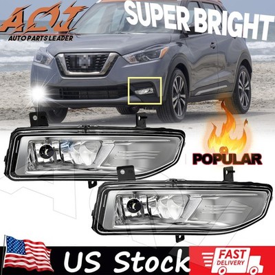 Fit-Nissan LEAF 2018-2025 Front Bumper LED DRL Fog Lights Lamps w/Bulbs 2pcs