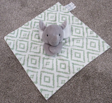 BABY ESSENTIALS Plush Gray Elephant Lovey White Green Security Blanket Cuddle
