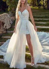 Short lace wedding dress wedding dress 32-60 mini dress removable train
