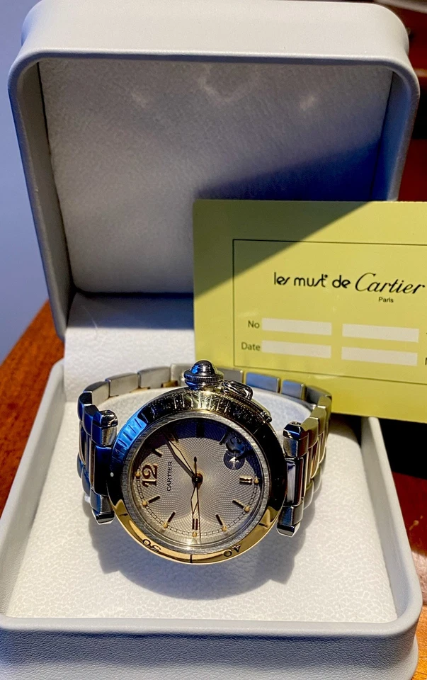 Автоматические часы унисекс Cartier Pasha 35,5 мм 18K из нержавеющей стали белые ссылка 1034 - Изображение 2 из 4