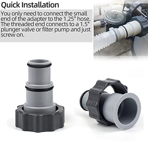 2 Pack Replacement Threaded Pool Hose Connector Adapter with Collar - Picture 3 of 7