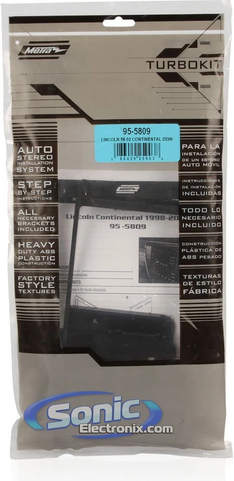 Kit de tablero de instalación doble DIN Metra 95-5809 para Lincoln Continental 1998-2002 Foto 3 de 3