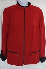 Women's JM Collection Red Black Zip Up Jacket Plus Size 14