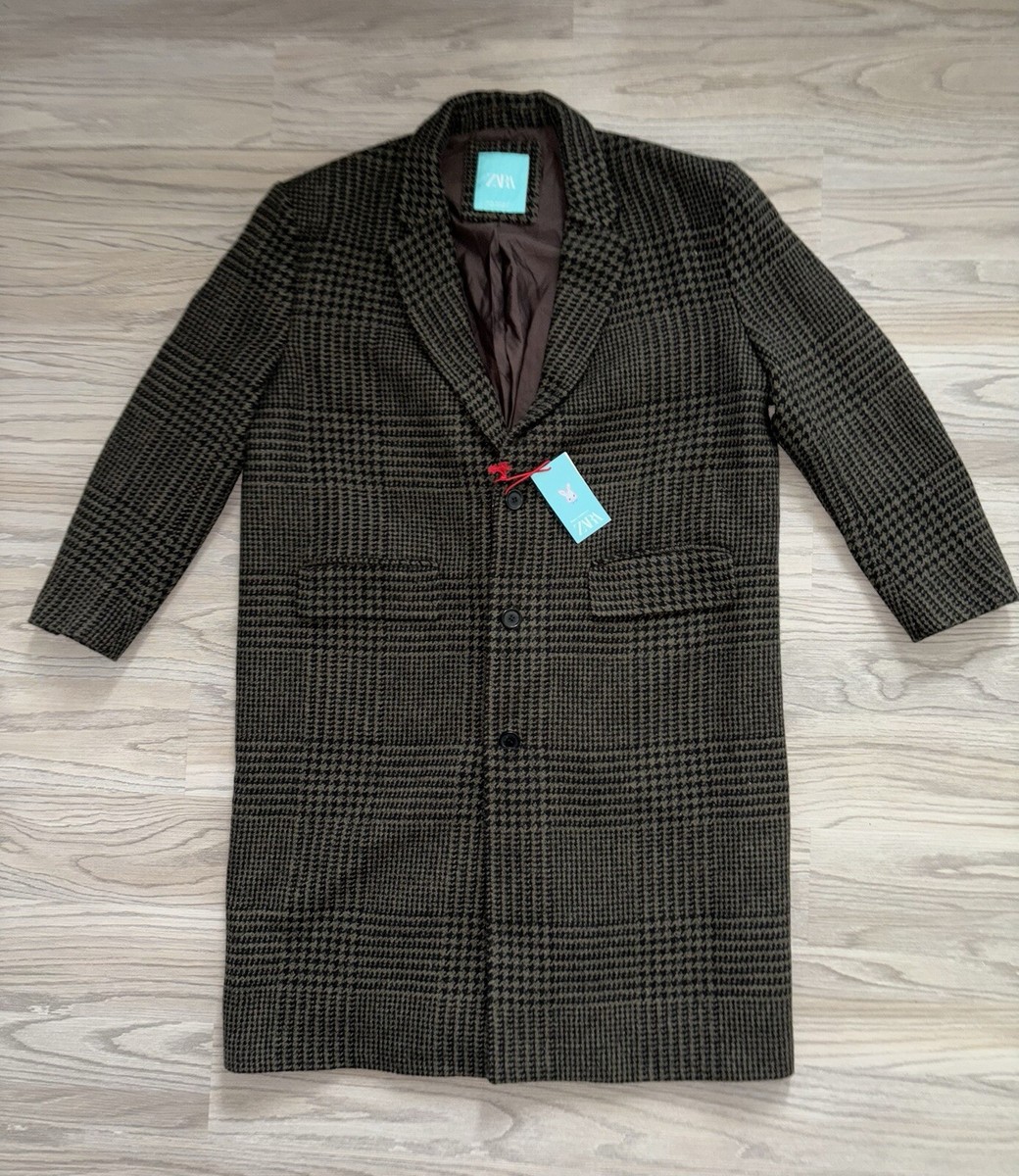 Zara x Harry Lambert Check Coat Oversized Dark Brown Green Zara x Harry Lambert Check Coat Oversized Dark Brown Green
